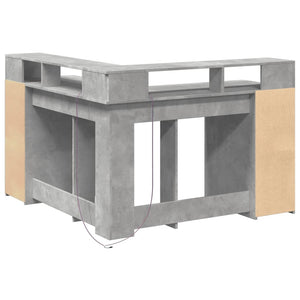 LED Schreibtisch Betongrau 130x130 cm