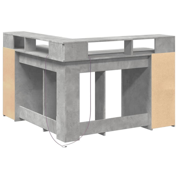 LED Schreibtisch Betongrau 130x130 cm