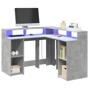 LED Schreibtisch Betongrau 130x130 cm
