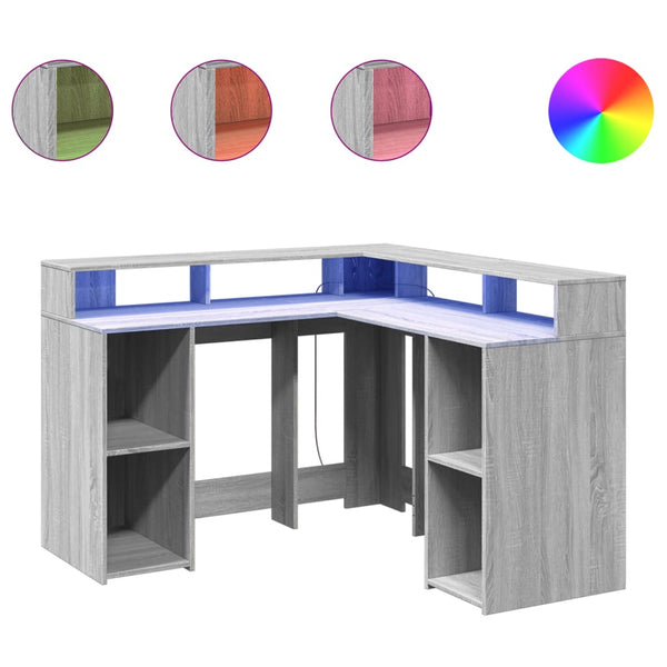 LED Schreibtisch Grau Sonoma 130x130 cm
