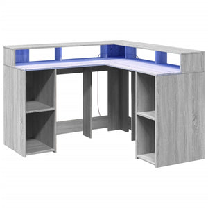 LED Schreibtisch Grau Sonoma 130x130 cm