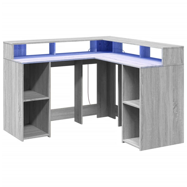 LED Schreibtisch Grau Sonoma 130x130 cm