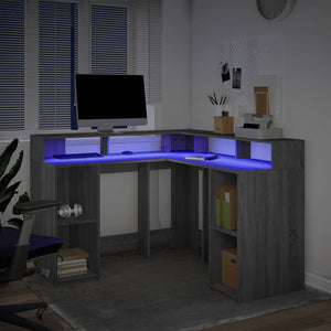LED Schreibtisch Grau Sonoma 130x130 cm