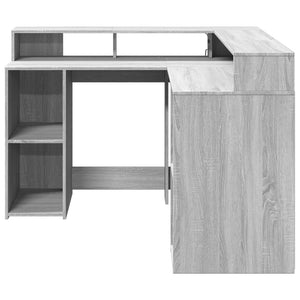 LED Schreibtisch Grau Sonoma 130x130 cm
