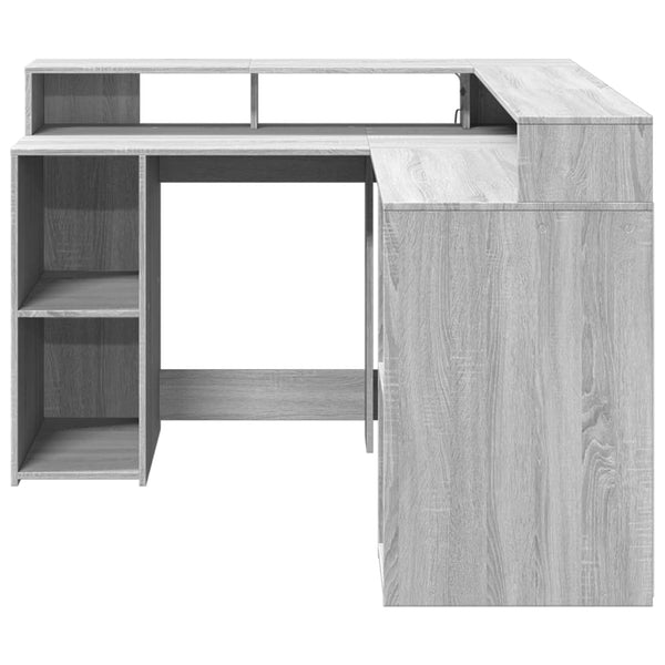 LED Schreibtisch Grau Sonoma 130x130 cm