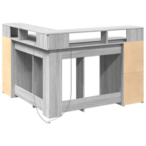 LED Schreibtisch Grau Sonoma 130x130 cm