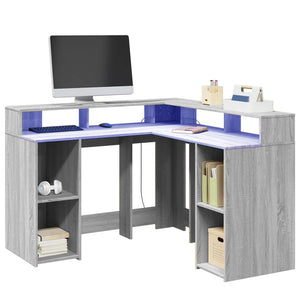 LED Schreibtisch Grau Sonoma 130x130 cm