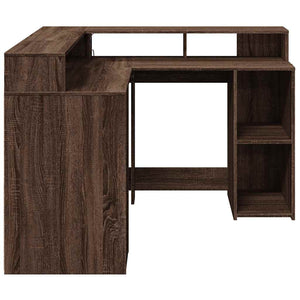 LED-Schreibtisch Braun Eichen-Optik 130x130 cm