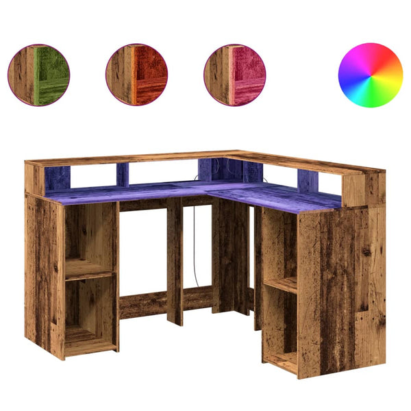 LED Schreibtisch Altholz-Optik 130cm