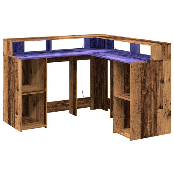 LED Schreibtisch Altholz-Optik 130cm