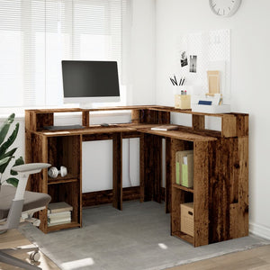 LED Schreibtisch Altholz-Optik 130cm