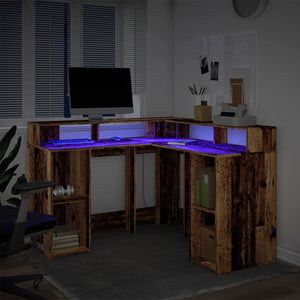 LED Schreibtisch Altholz-Optik 130cm