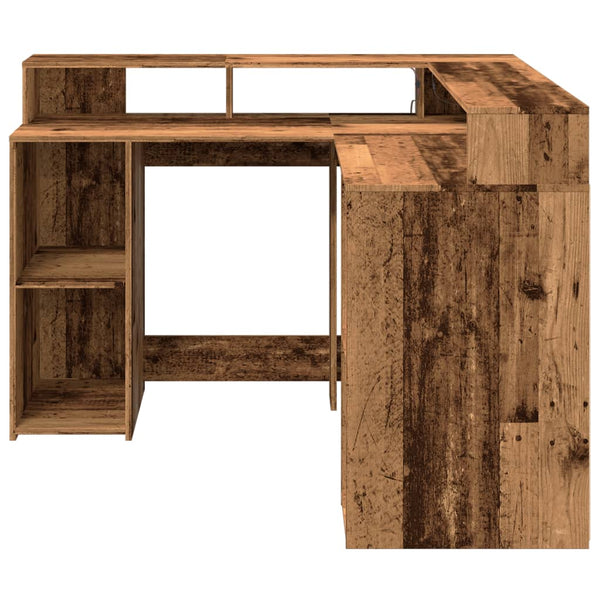 LED Schreibtisch Altholz-Optik 130cm