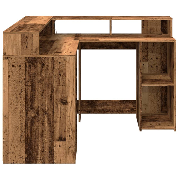 LED Schreibtisch Altholz-Optik 130cm