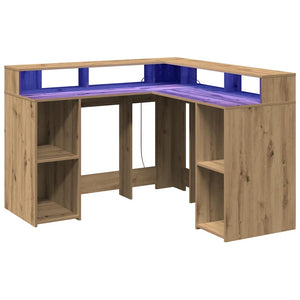 LED-Schreibtisch Artisan Eiche 130x130 cm