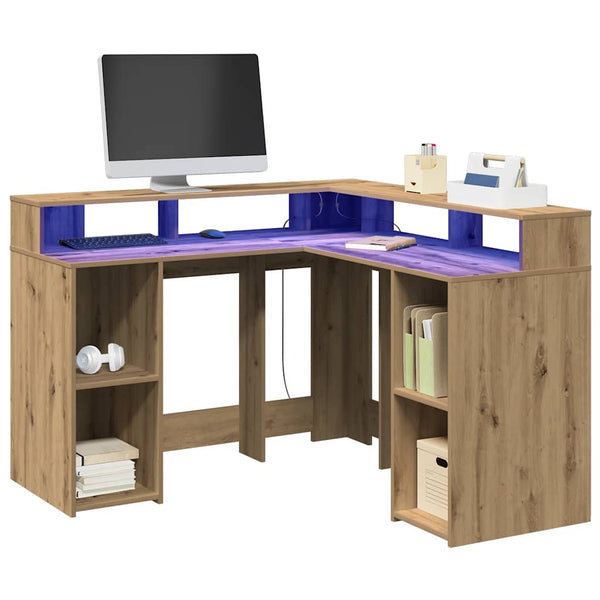 LED-Schreibtisch Artisan Eiche 130x130 cm