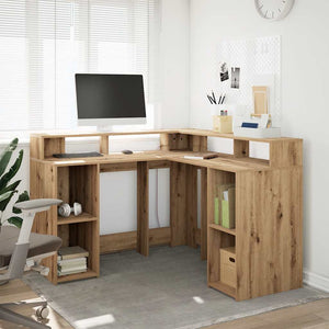 LED-Schreibtisch Artisan Eiche 130x130 cm