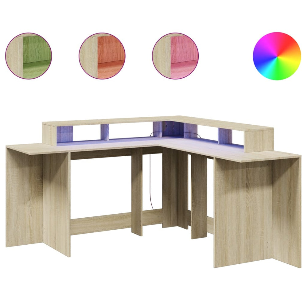 LED-Schreibtisch Sonoma-Eiche 152x152 cm