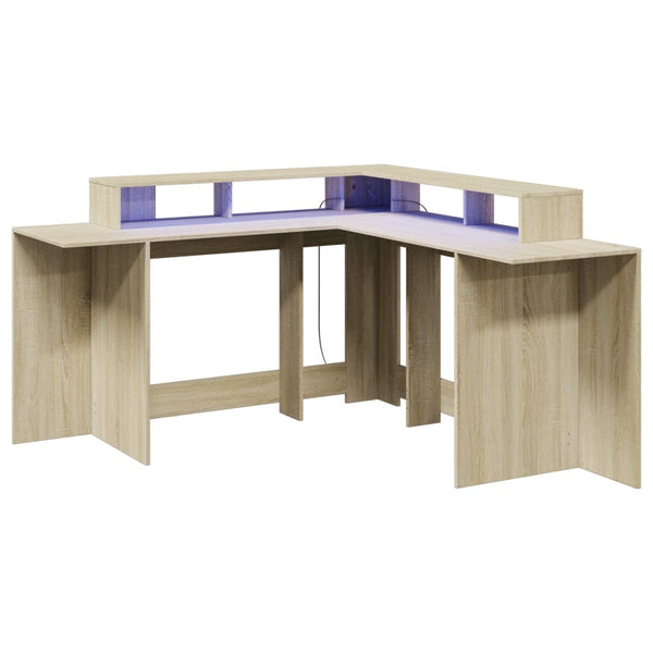 LED-Schreibtisch Sonoma-Eiche 152x152 cm