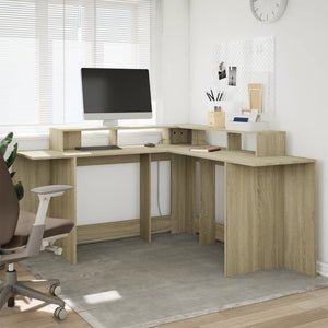 LED-Schreibtisch Sonoma-Eiche 152x152 cm