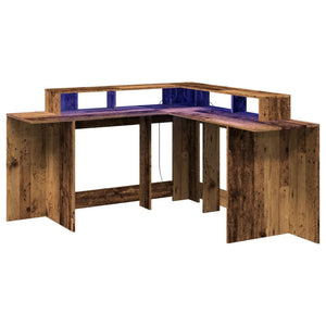LED-Schreibtisch Altholz-Optik 152 cm