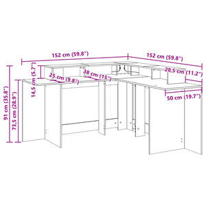 LED-Schreibtisch Altholz-Optik 152 cm