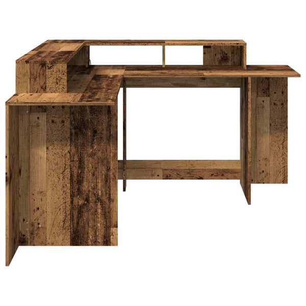 LED-Schreibtisch Altholz-Optik 152 cm