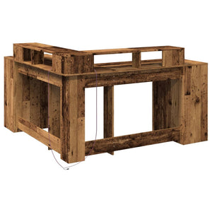 LED-Schreibtisch Altholz-Optik 152 cm