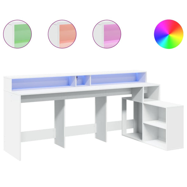 LED Schreibtisch Weiß 200 cm