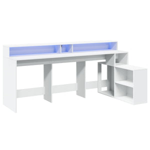 LED Schreibtisch Weiß 200 cm
