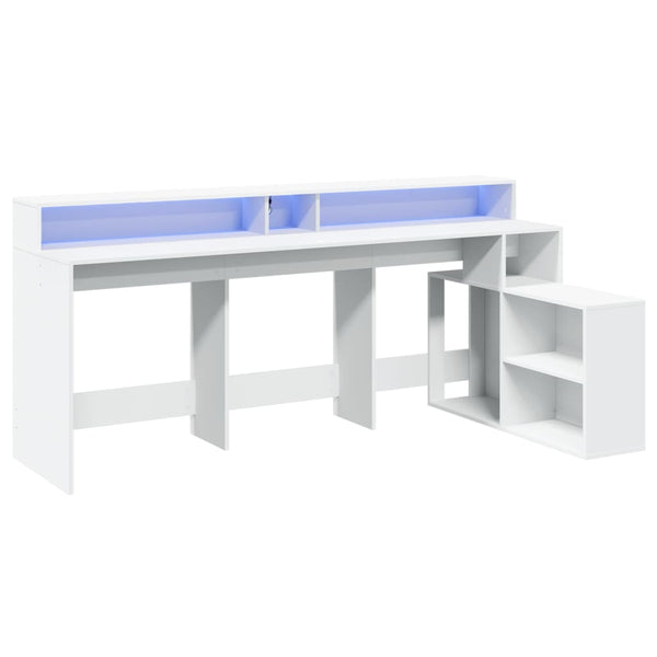 LED Schreibtisch Weiß 200 cm