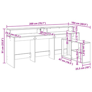 LED Schreibtisch Weiß 200 cm