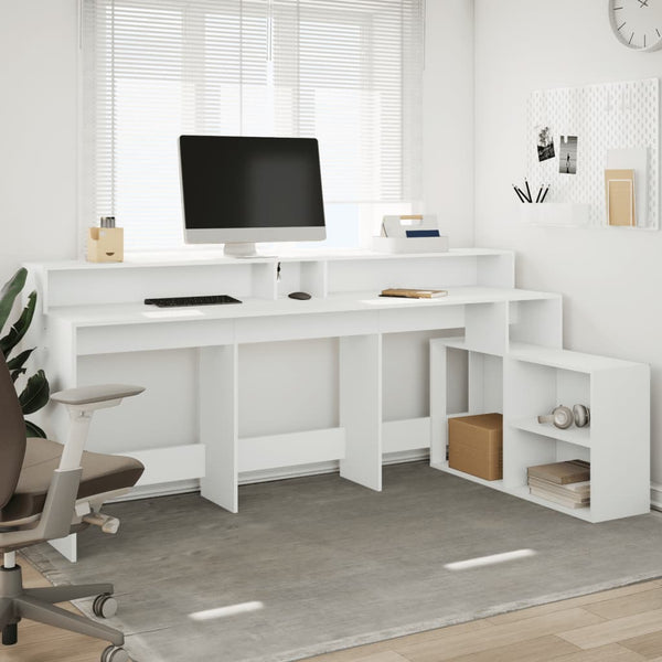 LED Schreibtisch Weiß 200 cm