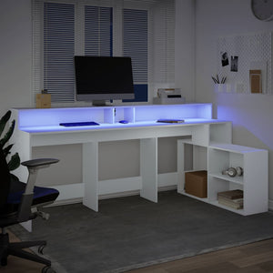 LED Schreibtisch Weiß 200 cm