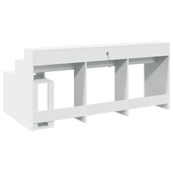 LED Schreibtisch Weiß 200 cm