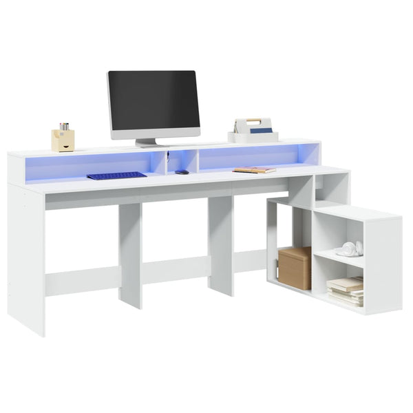 LED Schreibtisch Weiß 200 cm