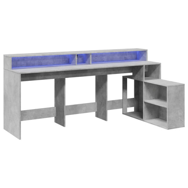 LED Schreibtisch Betongrau 200cm