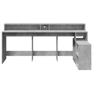 LED Schreibtisch Betongrau 200cm