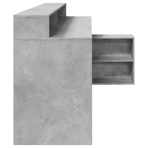 LED Schreibtisch Betongrau 200cm