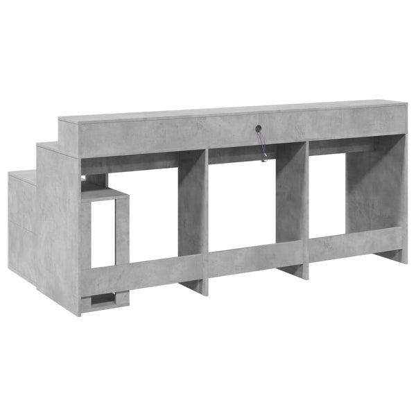 LED Schreibtisch Betongrau 200cm
