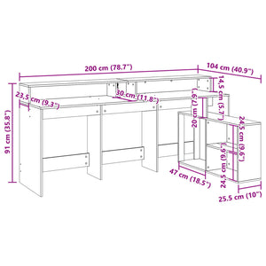 LED-Schreibtisch Braun Eichenoptik