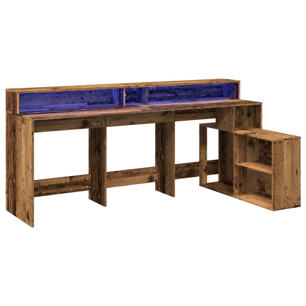 LED Schreibtisch Altholz-Optik 200 cm
