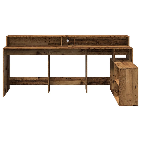 LED Schreibtisch Altholz-Optik 200 cm