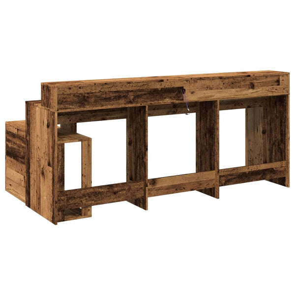 LED Schreibtisch Altholz-Optik 200 cm