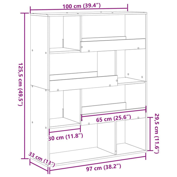 Schwarzer Raumteiler 100x33x125,5 cm