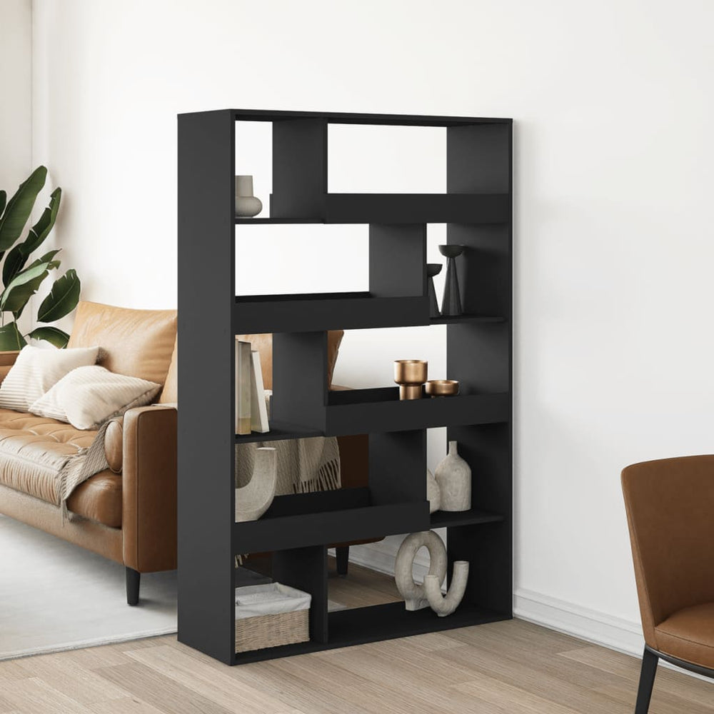 Schwarzer Raumteiler Bücherregal, 100 cm