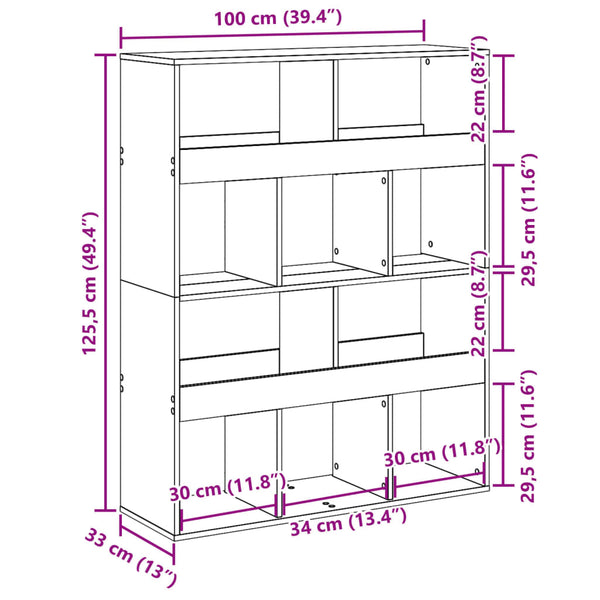 Sonoma Eiche Raumteiler Regal 100x125,5 cm