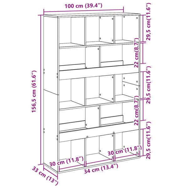 Raumteiler Regal Eichenoptik 100x156,5 cm