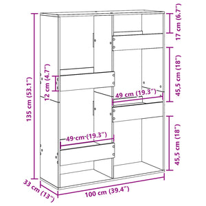 Raumteiler Regal Altholz-Optik 100x135 cm