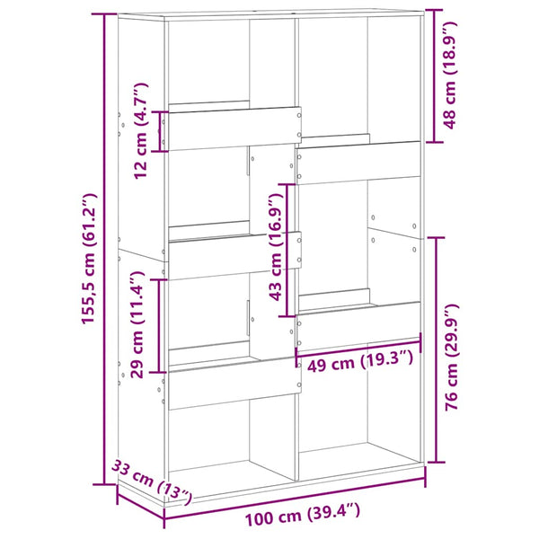 Betongrauer Raumteiler 100x33x155,5 cm
